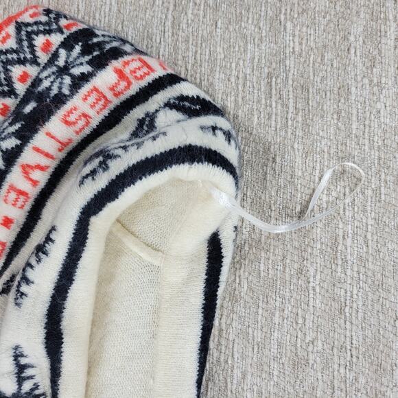 H&M Festive Reindeer Sweater Womens L White Off The Shoulder Holiday Christmas - Picture 15 of 16